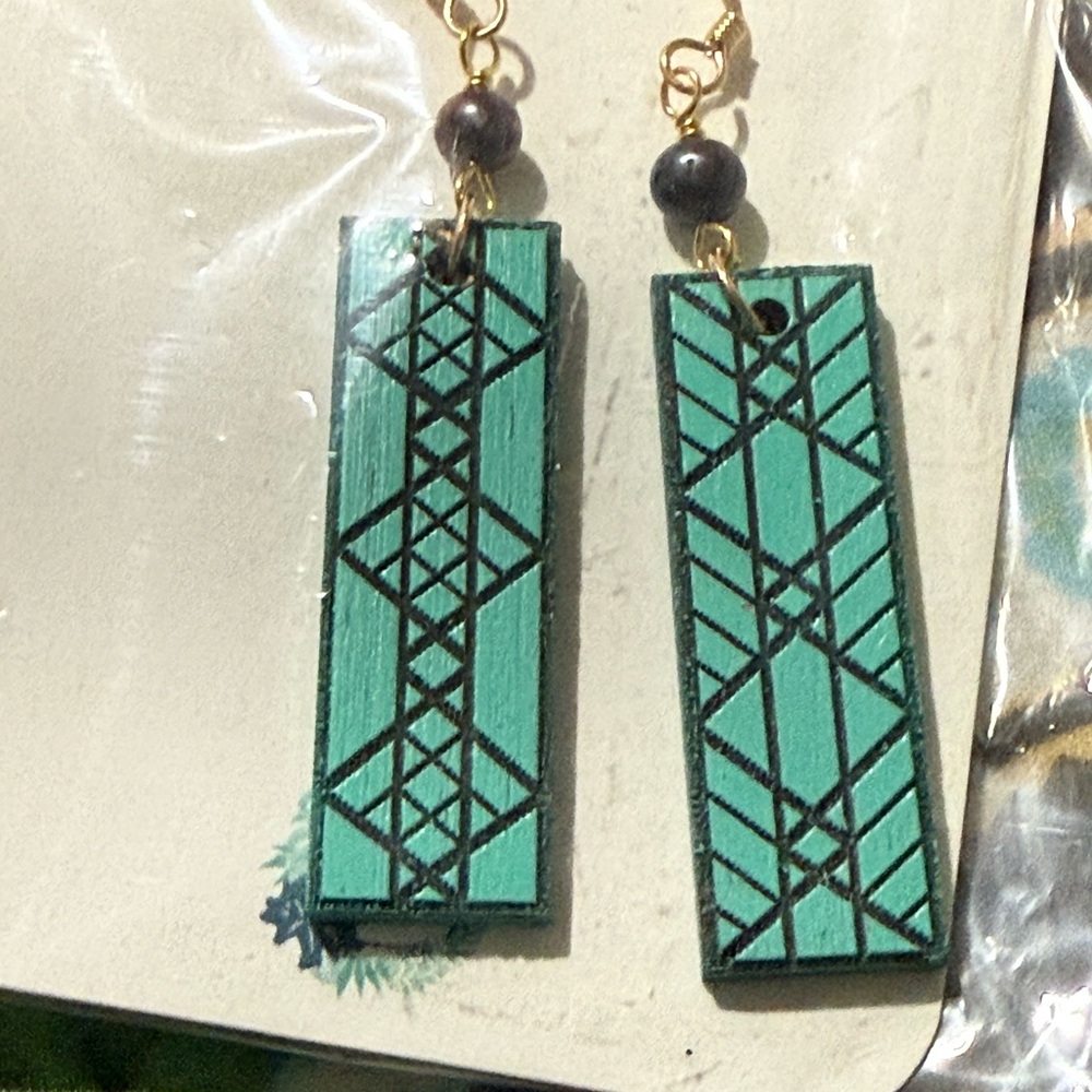 Artisan Teal Geometric Earrings